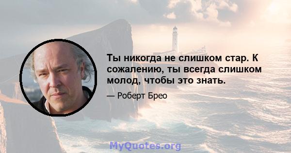 Ты никогда не слишком стар. К сожалению, ты всегда слишком молод, чтобы это знать.