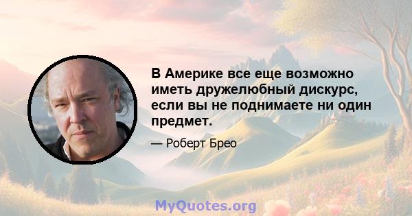 В Америке все еще возможно иметь дружелюбный дискурс, если вы не поднимаете ни один предмет.