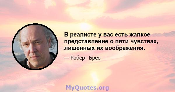 В реалисте у вас есть жалкое представление о пяти чувствах, лишенных их воображения.