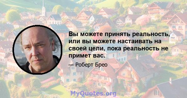 Вы можете принять реальность, или вы можете настаивать на своей цели, пока реальность не примет вас.