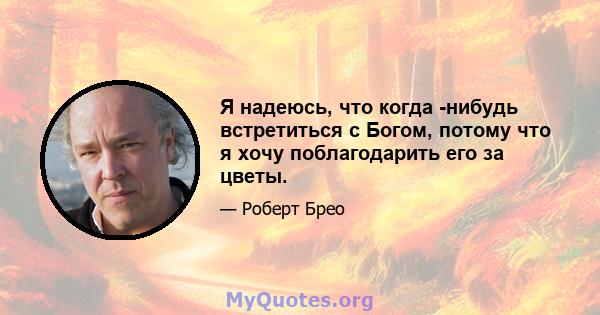 Я надеюсь, что когда -нибудь встретиться с Богом, потому что я хочу поблагодарить его за цветы.