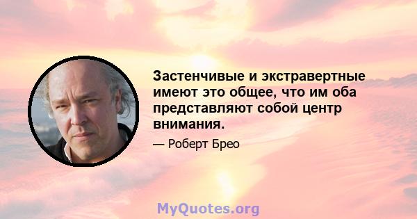 Застенчивые и экстравертные имеют это общее, что им оба представляют собой центр внимания.