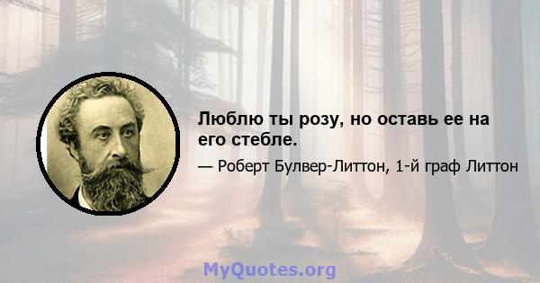 Люблю ты розу, но оставь ее на его стебле.