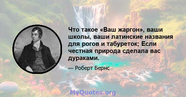 Что такое «Ваш жаргон», ваши школы, ваши латинские названия для рогов и табуреток; Если честная природа сделала вас дураками.