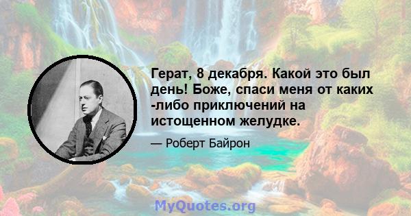 Герат, 8 декабря. Какой это был день! Боже, спаси меня от каких -либо приключений на истощенном желудке.