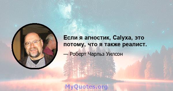 Если я агностик, Calyxa, это потому, что я также реалист.