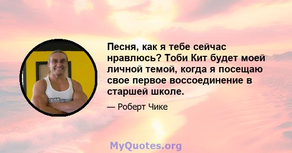 Песня, как я тебе сейчас нравлюсь? Тоби Кит будет моей личной темой, когда я посещаю свое первое воссоединение в старшей школе.