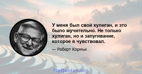 У меня был свой хулиган, и это было мучительно. Не только хулиган, но и запугивание, которое я чувствовал.