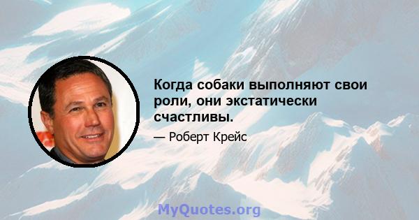 Когда собаки выполняют свои роли, они экстатически счастливы.