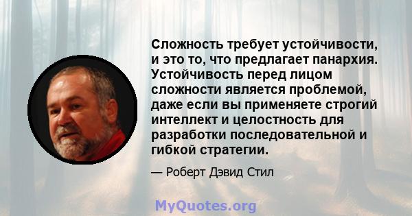 Сложность требует устойчивости, и это то, что предлагает панархия. Устойчивость перед лицом сложности является проблемой, даже если вы применяете строгий интеллект и целостность для разработки последовательной и гибкой