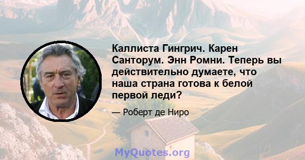 Каллиста Гингрич. Карен Санторум. Энн Ромни. Теперь вы действительно думаете, что наша страна готова к белой первой леди?