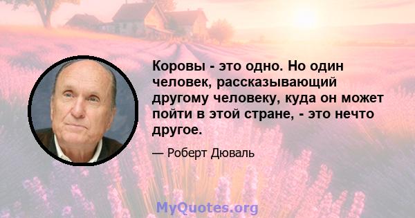 Коровы - это одно. Но один человек, рассказывающий другому человеку, куда он может пойти в этой стране, - это нечто другое.