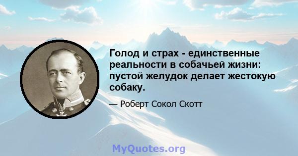 Голод и страх - единственные реальности в собачьей жизни: пустой желудок делает жестокую собаку.