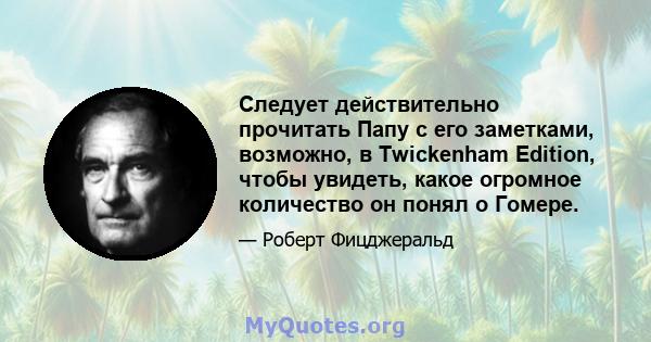 Следует действительно прочитать Папу с его заметками, возможно, в Twickenham Edition, чтобы увидеть, какое огромное количество он понял о Гомере.