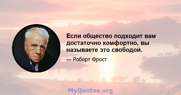 Если общество подходит вам достаточно комфортно, вы называете это свободой.