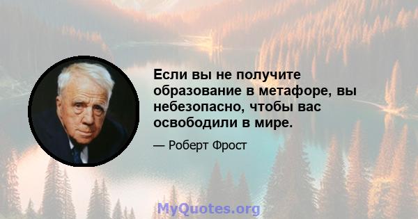 Если вы не получите образование в метафоре, вы небезопасно, чтобы вас освободили в мире.