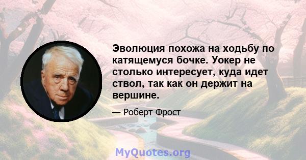 Эволюция похожа на ходьбу по катящемуся бочке. Уокер не столько интересует, куда идет ствол, так как он держит на вершине.