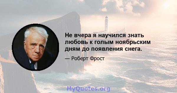 Не вчера я научился знать любовь к голым ноябрьским дням до появления снега.