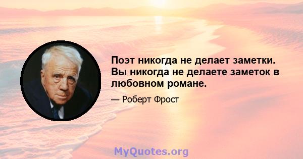 Поэт никогда не делает заметки. Вы никогда не делаете заметок в любовном романе.