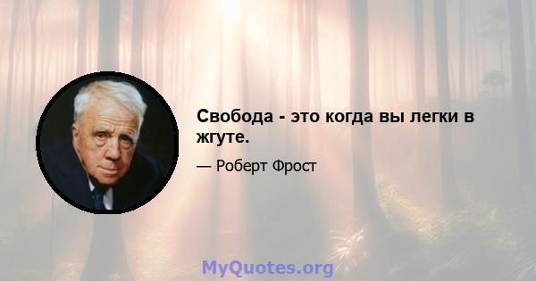 Свобода - это когда вы легки в жгуте.