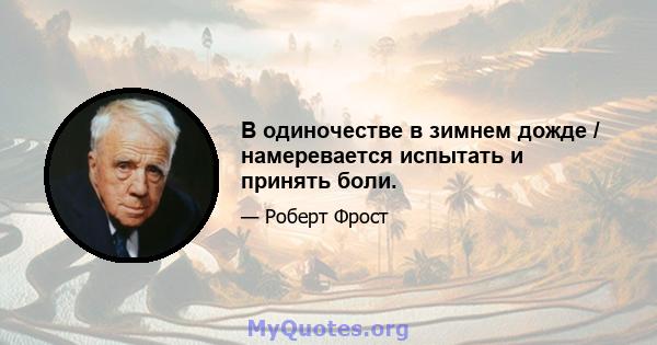 В одиночестве в зимнем дожде / намеревается испытать и принять боли.