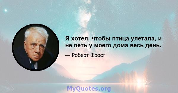 Я хотел, чтобы птица улетала, и не петь у моего дома весь день.