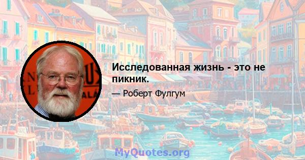 Исследованная жизнь - это не пикник.