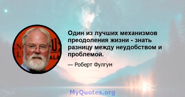 Один из лучших механизмов преодоления жизни - знать разницу между неудобством и проблемой.