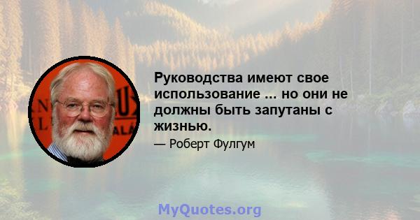 Руководства имеют свое использование ... но они не должны быть запутаны с жизнью.