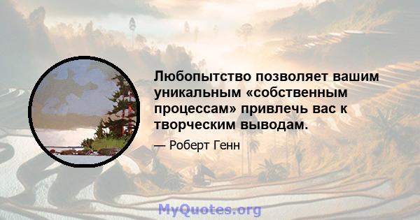 Любопытство позволяет вашим уникальным «собственным процессам» привлечь вас к творческим выводам.