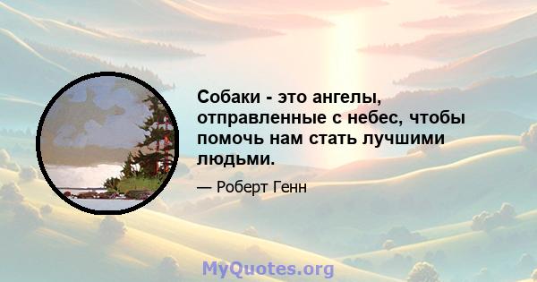 Собаки - это ангелы, отправленные с небес, чтобы помочь нам стать лучшими людьми.