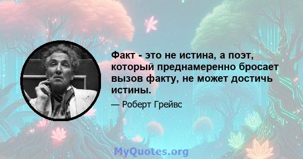 Факт - это не истина, а поэт, который преднамеренно бросает вызов факту, не может достичь истины.