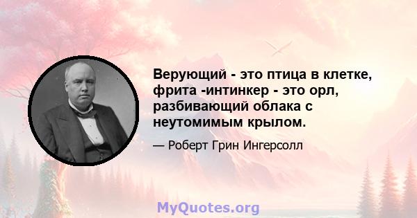 Верующий - это птица в клетке, фрита -интинкер - это орл, разбивающий облака с неутомимым крылом.