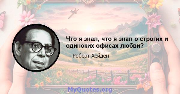 Что я знал, что я знал о строгих и одиноких офисах любви?