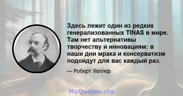 Здесь лежит один из редких генерализованных TINAS в мире. Там нет альтернативы творчеству и инновациям: в наши дни мрака и консерватизм подойдут для вас каждый раз.