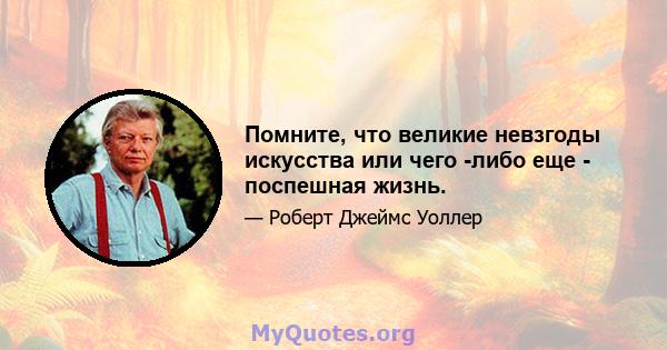 Помните, что великие невзгоды искусства или чего -либо еще - поспешная жизнь.