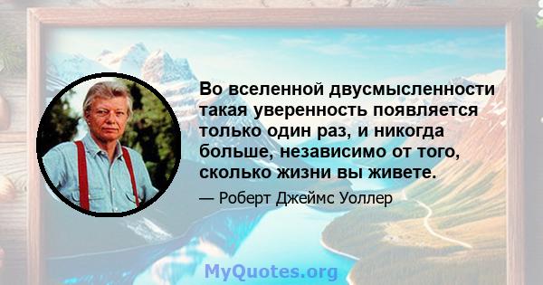 Во вселенной двусмысленности такая уверенность появляется только один раз, и никогда больше, независимо от того, сколько жизни вы живете.