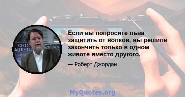 Если вы попросите льва защитить от волков, вы решили закончить только в одном животе вместо другого.