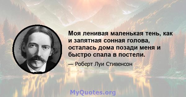 Моя ленивая маленькая тень, как и запятная сонная голова, осталась дома позади меня и быстро спала в постели.