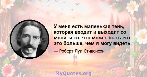 У меня есть маленькая тень, которая входит и выходит со мной, и то, что может быть его, это больше, чем я могу видеть.