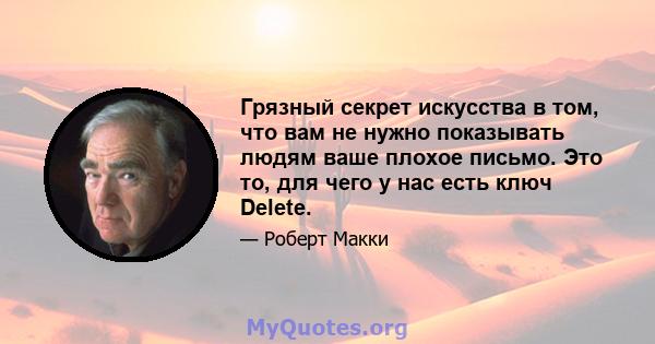 Грязный секрет искусства в том, что вам не нужно показывать людям ваше плохое письмо. Это то, для чего у нас есть ключ Delete.