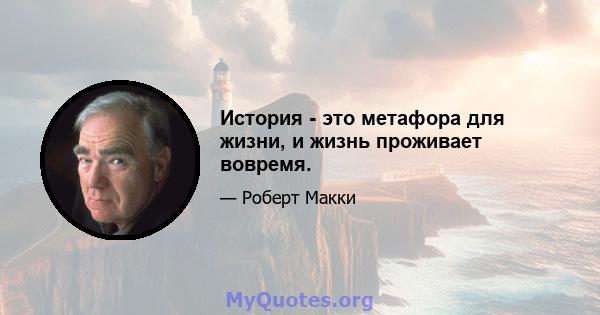 История - это метафора для жизни, и жизнь проживает вовремя.