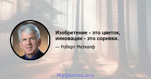 Изобретение - это цветок, инновации - это сорняки.