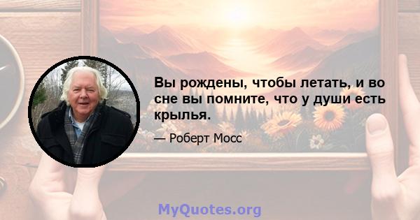 Вы рождены, чтобы летать, и во сне вы помните, что у души есть крылья.