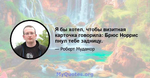 Я бы хотел, чтобы визитная карточка говорила: Брюс Норрис пнул тебе задницу.