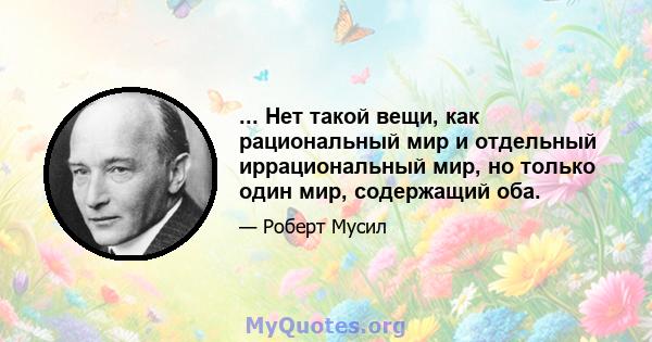 ... Нет такой вещи, как рациональный мир и отдельный иррациональный мир, но только один мир, содержащий оба.