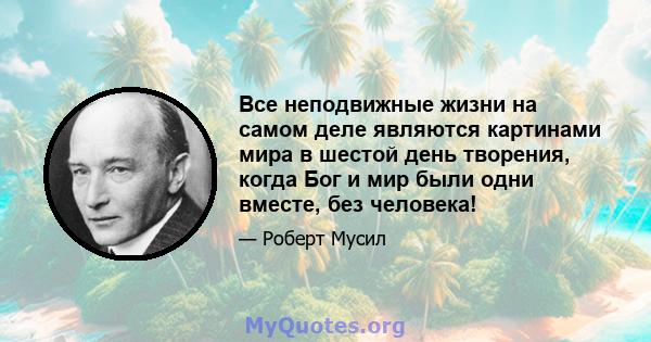 Все неподвижные жизни на самом деле являются картинами мира в шестой день творения, когда Бог и мир были одни вместе, без человека!