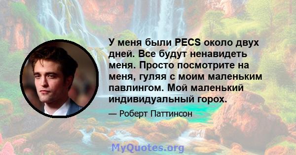 У меня были PECS около двух дней. Все будут ненавидеть меня. Просто посмотрите на меня, гуляя с моим маленьким павлингом. Мой маленький индивидуальный горох.