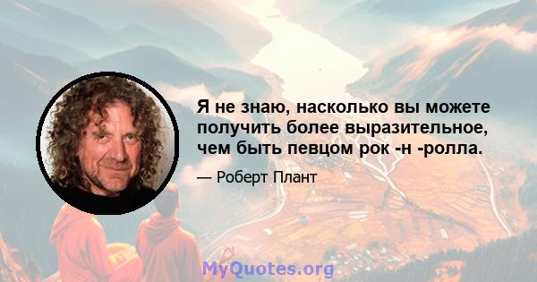 Я не знаю, насколько вы можете получить более выразительное, чем быть певцом рок -н -ролла.