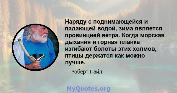 Наряду с поднимающейся и падающей водой, зима является провинцией ветра. Когда морская дыхания и горная планка изгибают болоты этих холмов, птицы держатся как можно лучше.